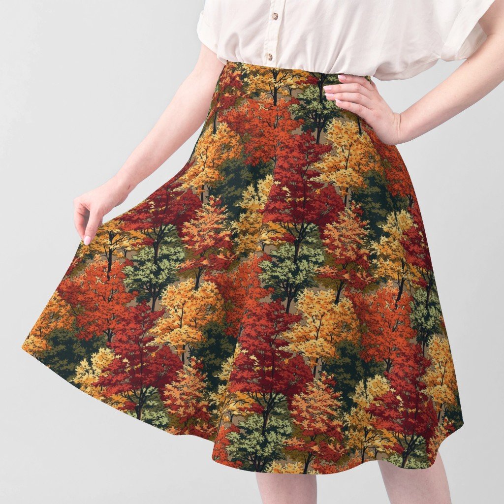 Small New England Endless Forest Fall Trees Fabric autumnal garden fabric
