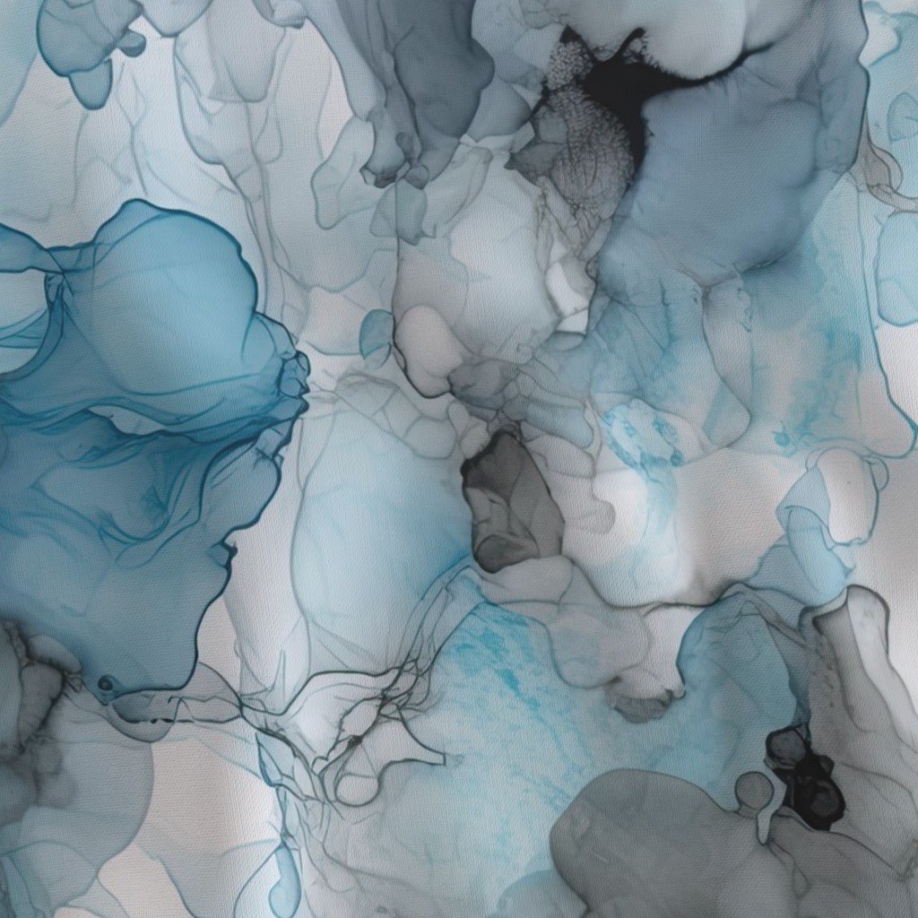 Dusk Blue Grey Alcohol Liquid Ink Swirls Fabric dusk blue fabric