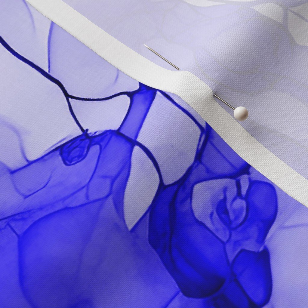 Alcohol Liquid Ink Swirls in Royal Blue Porcelain Glaze Fabric alcohol glaze fabric