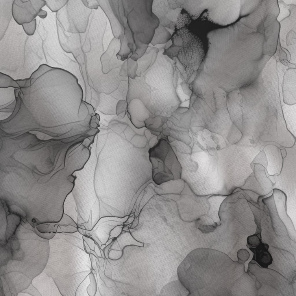 Alcohol Liquid Ink Swirls in Grey Porcelain Glaze Fabric alcohol ink print fabric
