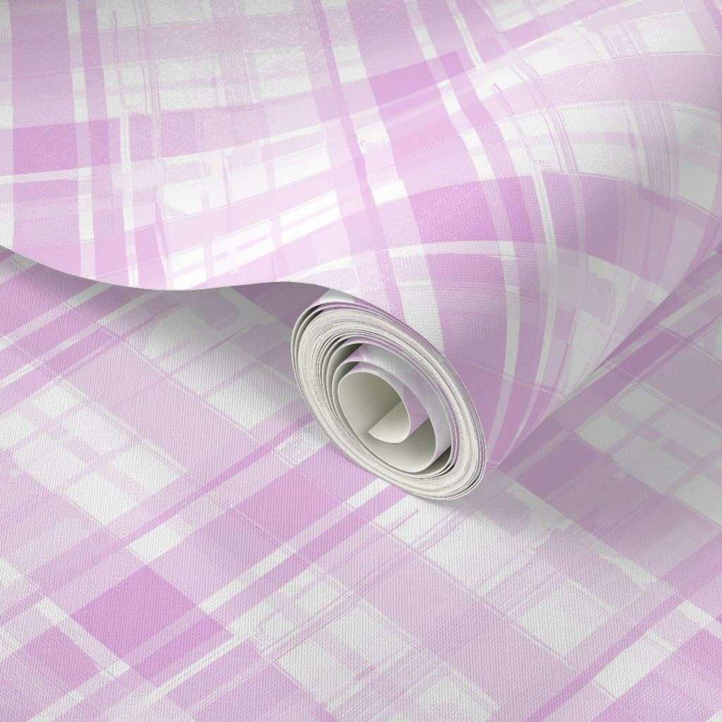Faded Madras Diagonal Plaid in Pink Wallpaper faded madras wallpaper