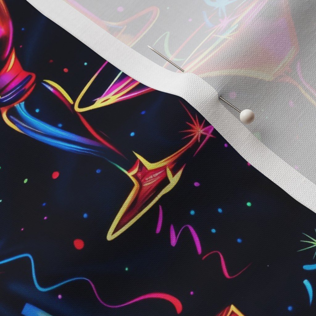 Electric Celebration Neon Cocktails in the Night Fabric dark background fabric