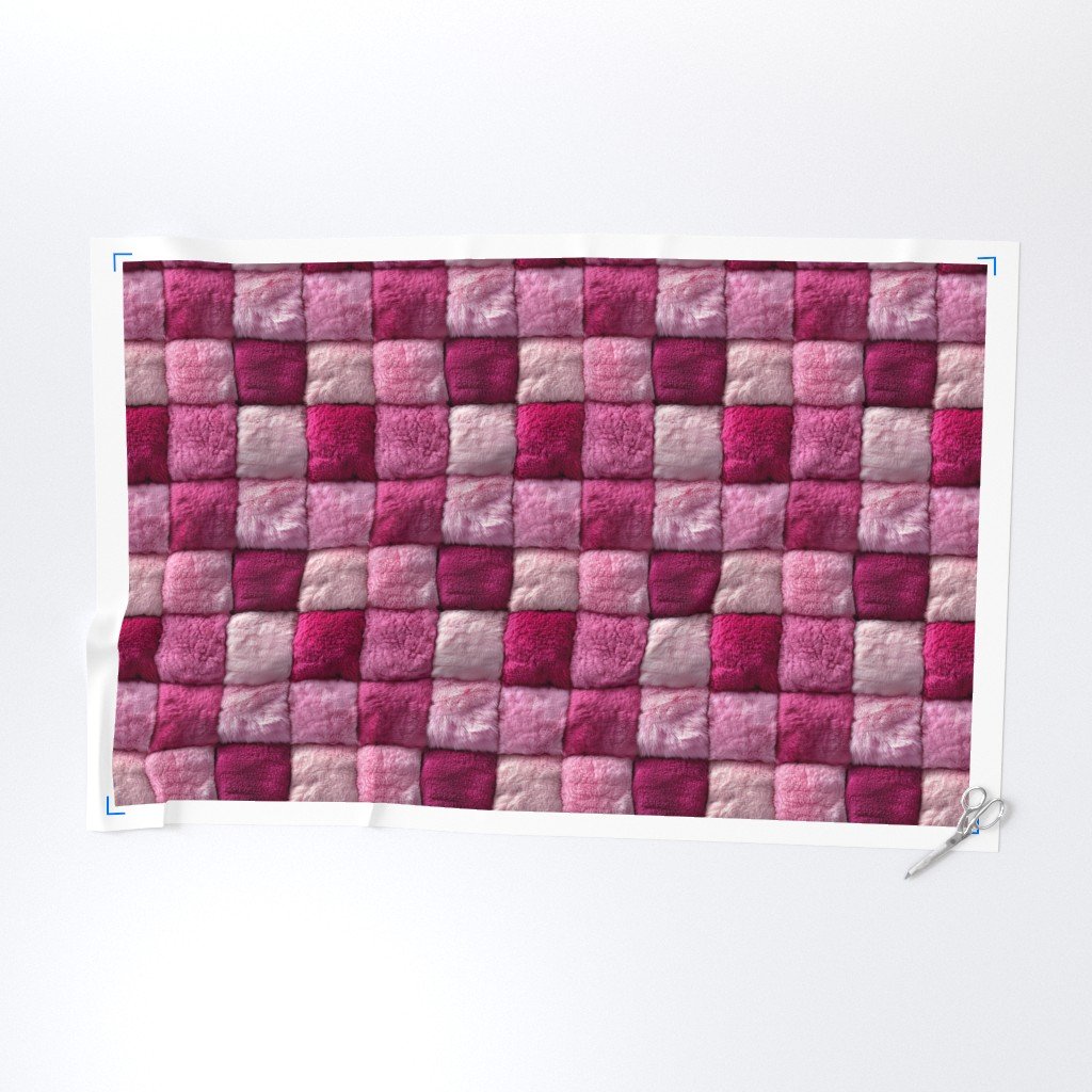 Large Hot Pink and Blush Faux Fur Patchwork Fabric - Luxurious Plush Fabric hot pink fabric