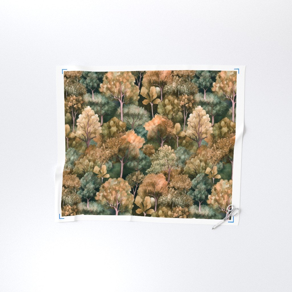 Endless Forest Watercolor - Golden Autumn Fabric autumn trees fabric
