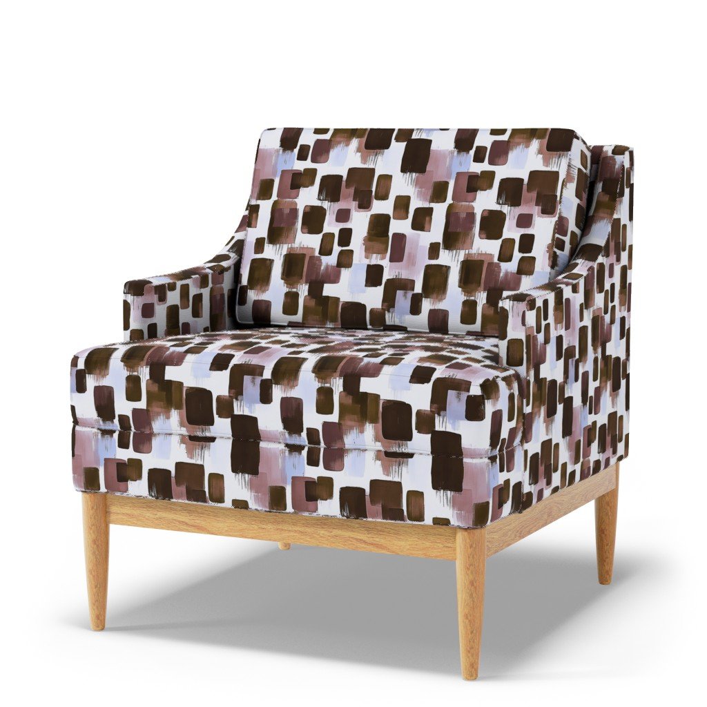 Abstract Earthy Brushstroke Blocks in Brown and Mauve Fabric brown fabric