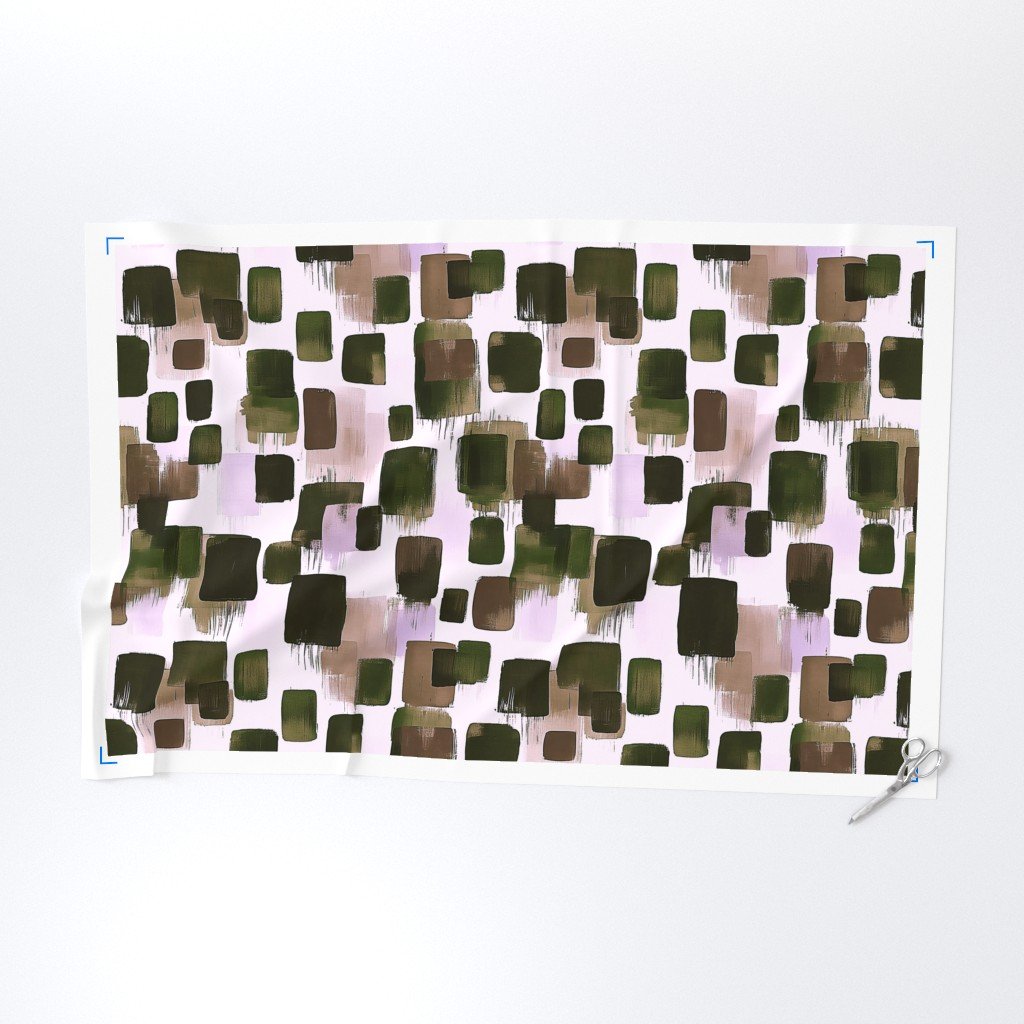 Large Abstract Earthy Brushstroke Blocks in Green and Brown Fabric design fabric