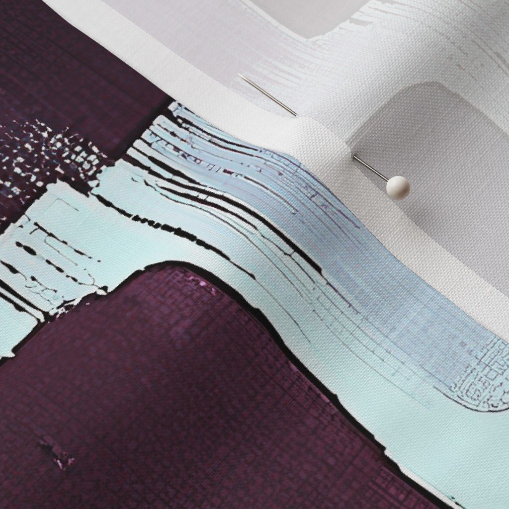 Large Abstract Brushstroke Blocks in Burgundy Teal and Soft Mint Fabric artistic fabric