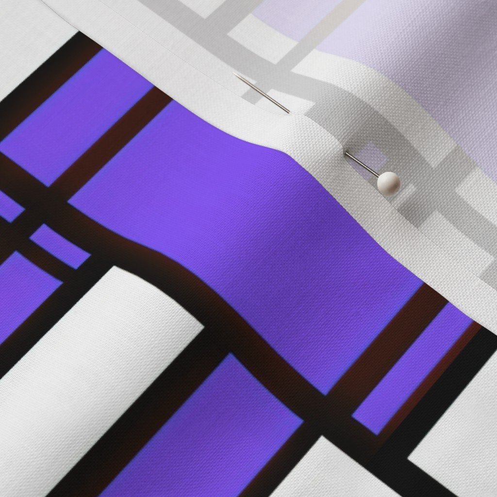 Electric Violet Modernist City Blocks Geometric Pattern Fabric black and white fabric