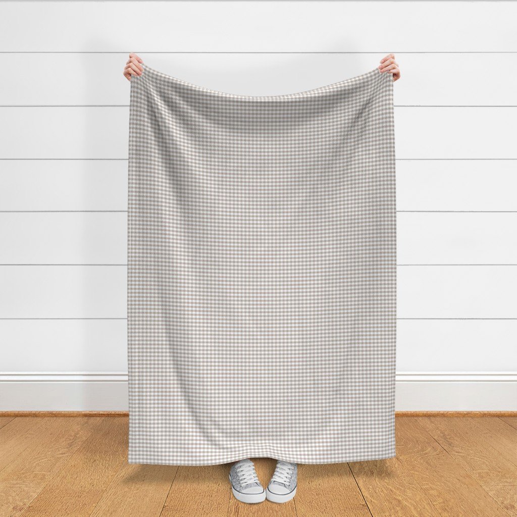 Misty Taupe Gingham Check Plaid Pattern Fabric warm gray fabric