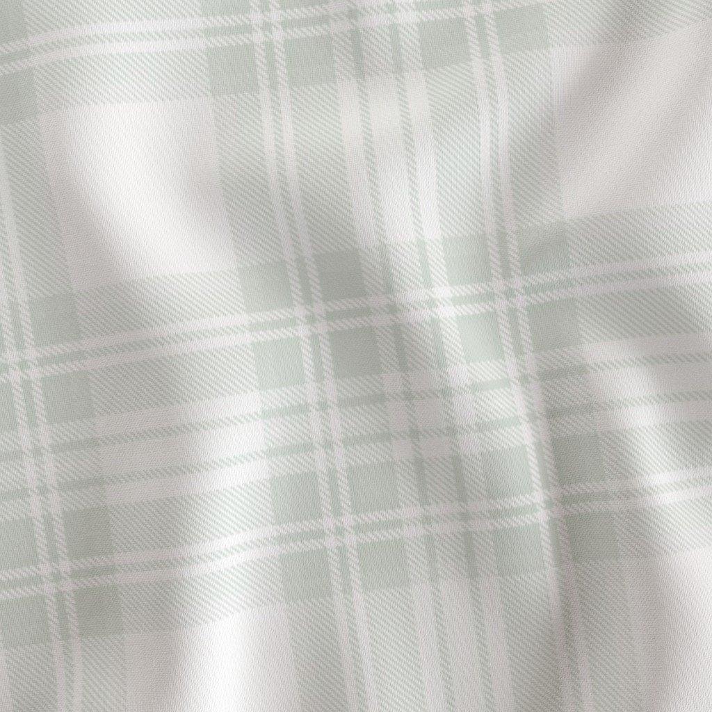 Pale Sage Green Botanical Large Traditional Tartan Plaid Pattern Fabric large scale fabric
