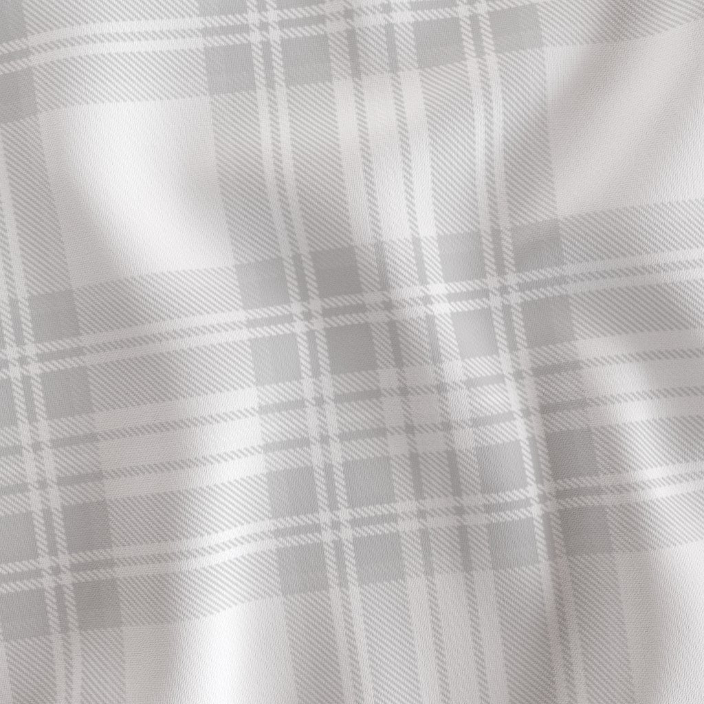 Cloud Grey Pale Airy Large Traditional Tartan Plaid Pattern Fabric large scale fabric