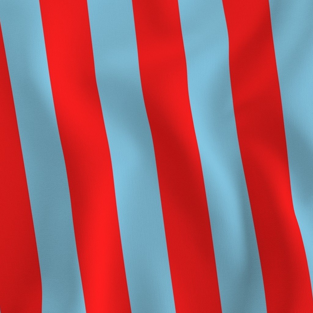 Bold Coastal Classic Red and Sky Blue Cabana Tent Stripe Fabric bold fabric