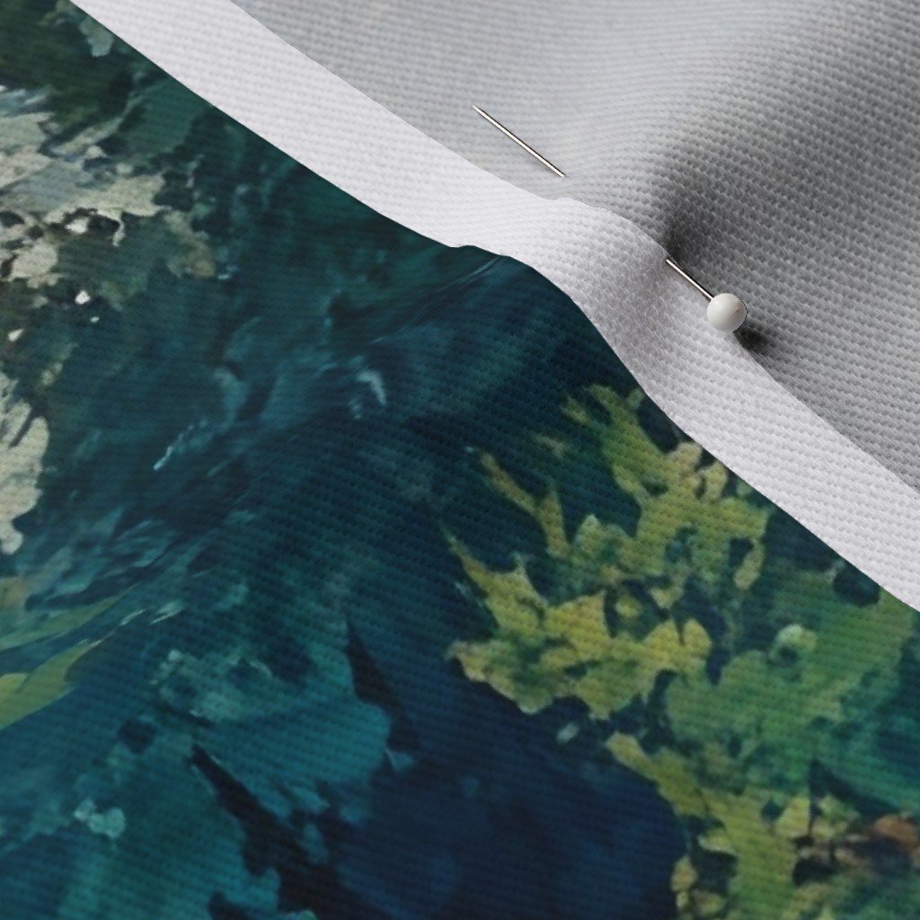 Olympic National Park Summer Watercolor Mountain Landscape Fabric lakes fabric