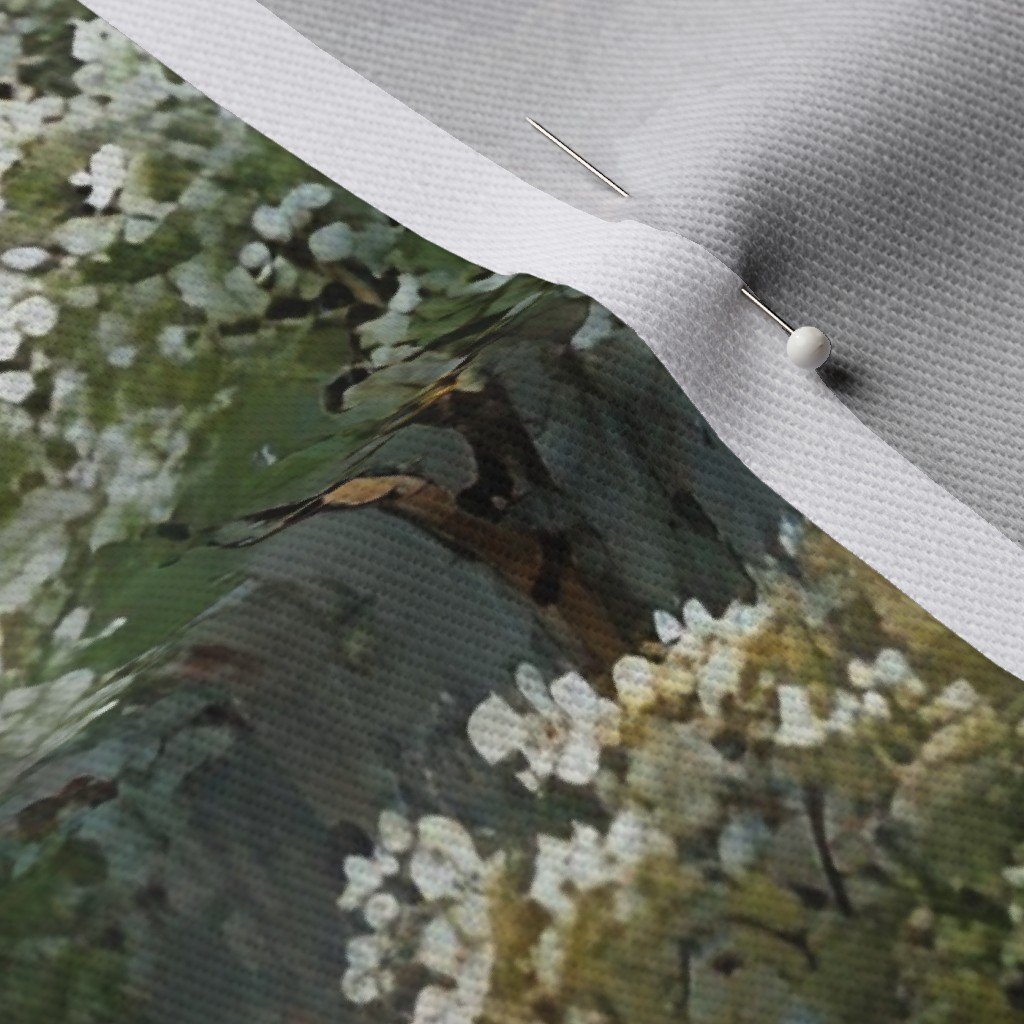 Yosemite National Park Spring Watercolor Granite Cliff Landscape Fabric dogwoods fabric