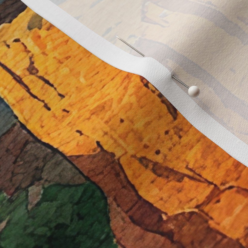 Summer Sun Over the Grand Canyon Watercolor Landscape Fabric warm tone fabric