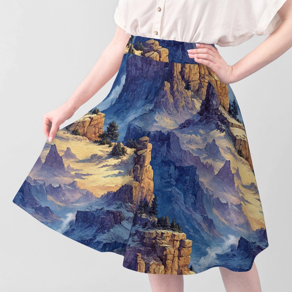 Winter Silence Over the Grand Canyon Watercolor Landscape Fabric national park fabric