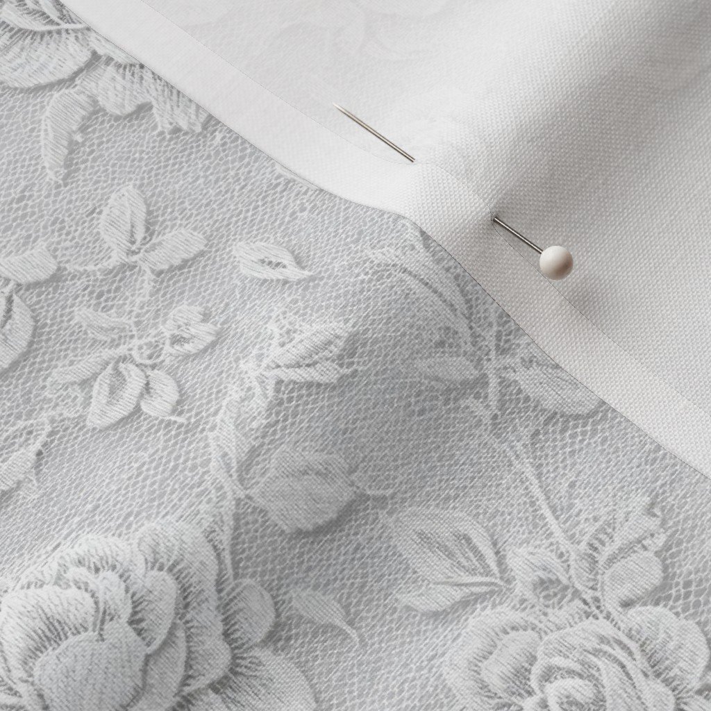Vintage Lace Rose Floral Pattern in Soft White — close-up of lace and rose detail