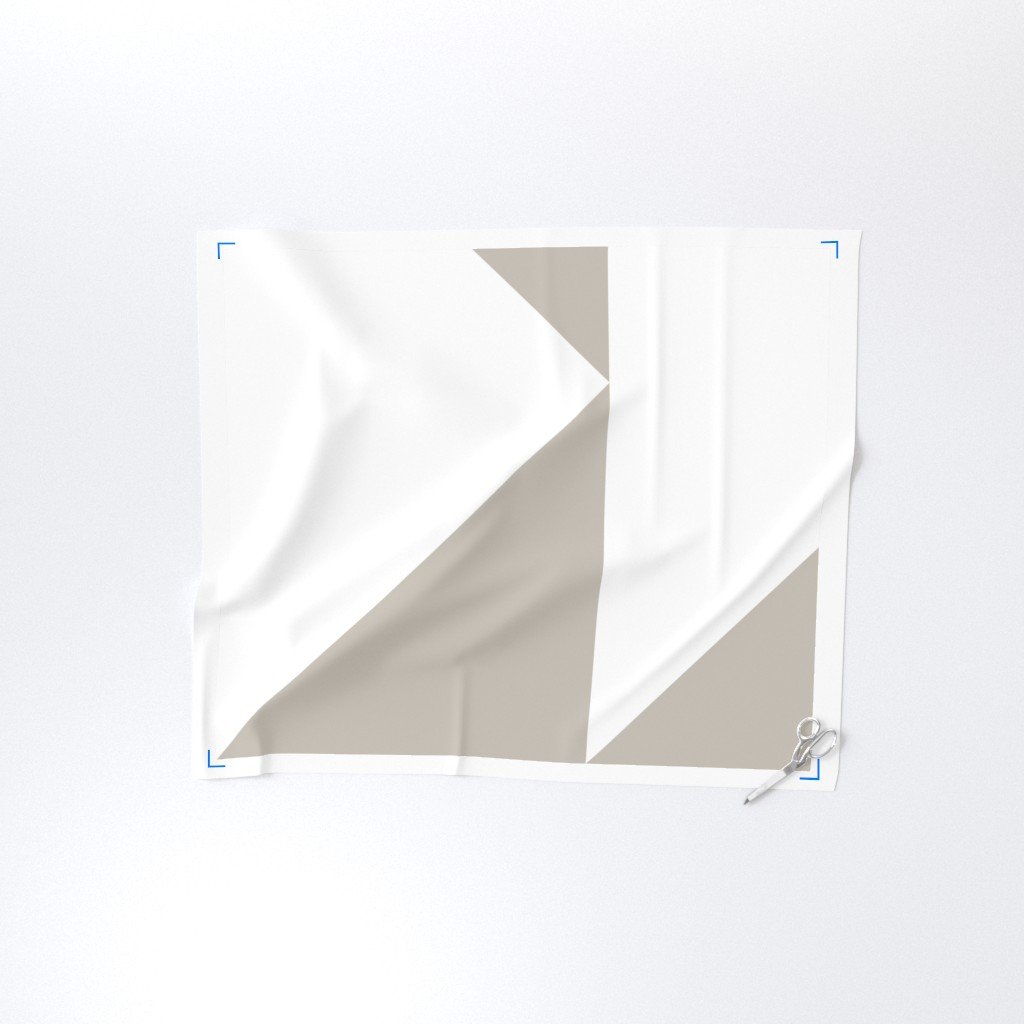 Bold Greige and White Oversized Geometric Triangle Wallpaper Fabric architectural fabric