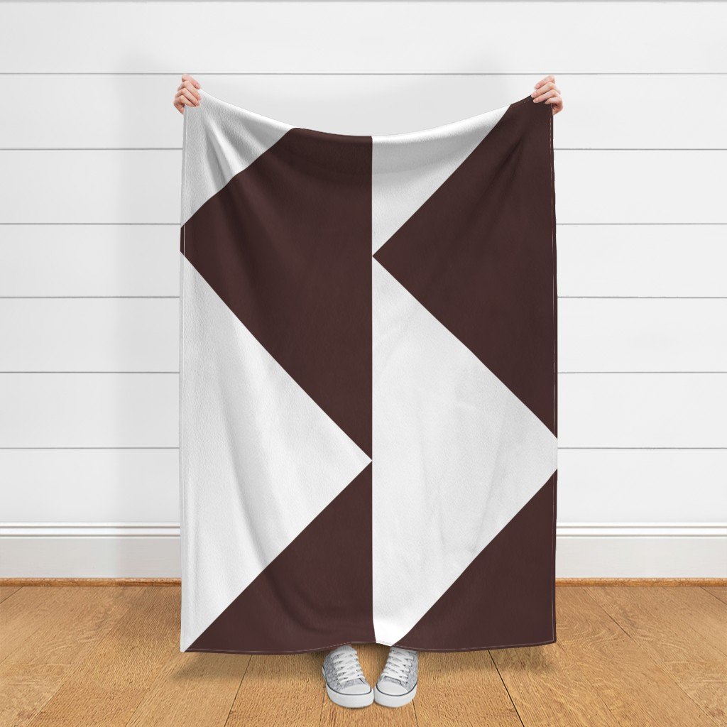 Bold Chocolate Brown and White Oversized Geometric Triangle Fabric abstract fabric