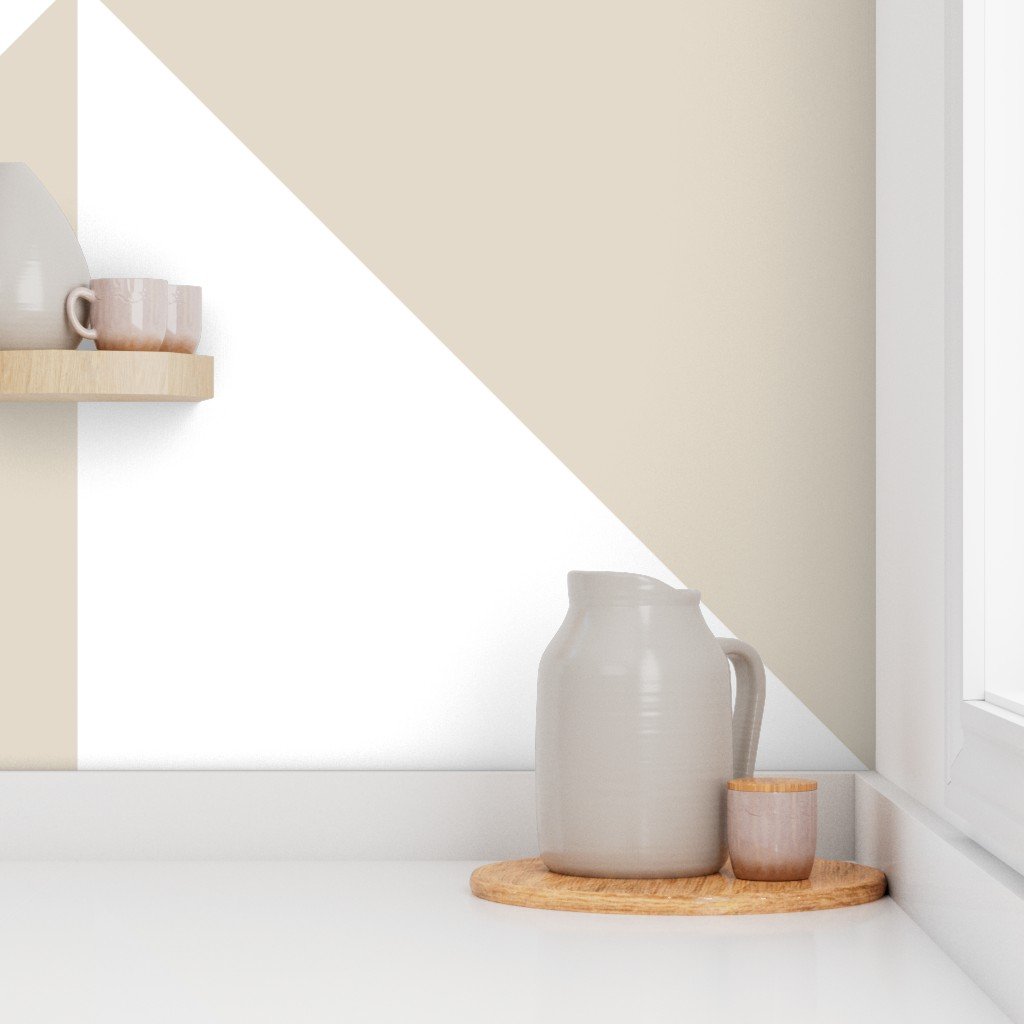 Bold Chalk Sand and White Oversized Geometric Diamond Wallpaper lifestyle view