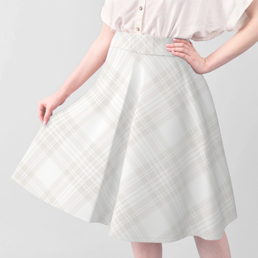 Soft Bone White Large Traditional Tartan Plaid Pattern Diagonal 45 Deg Fabric cottage style fabric