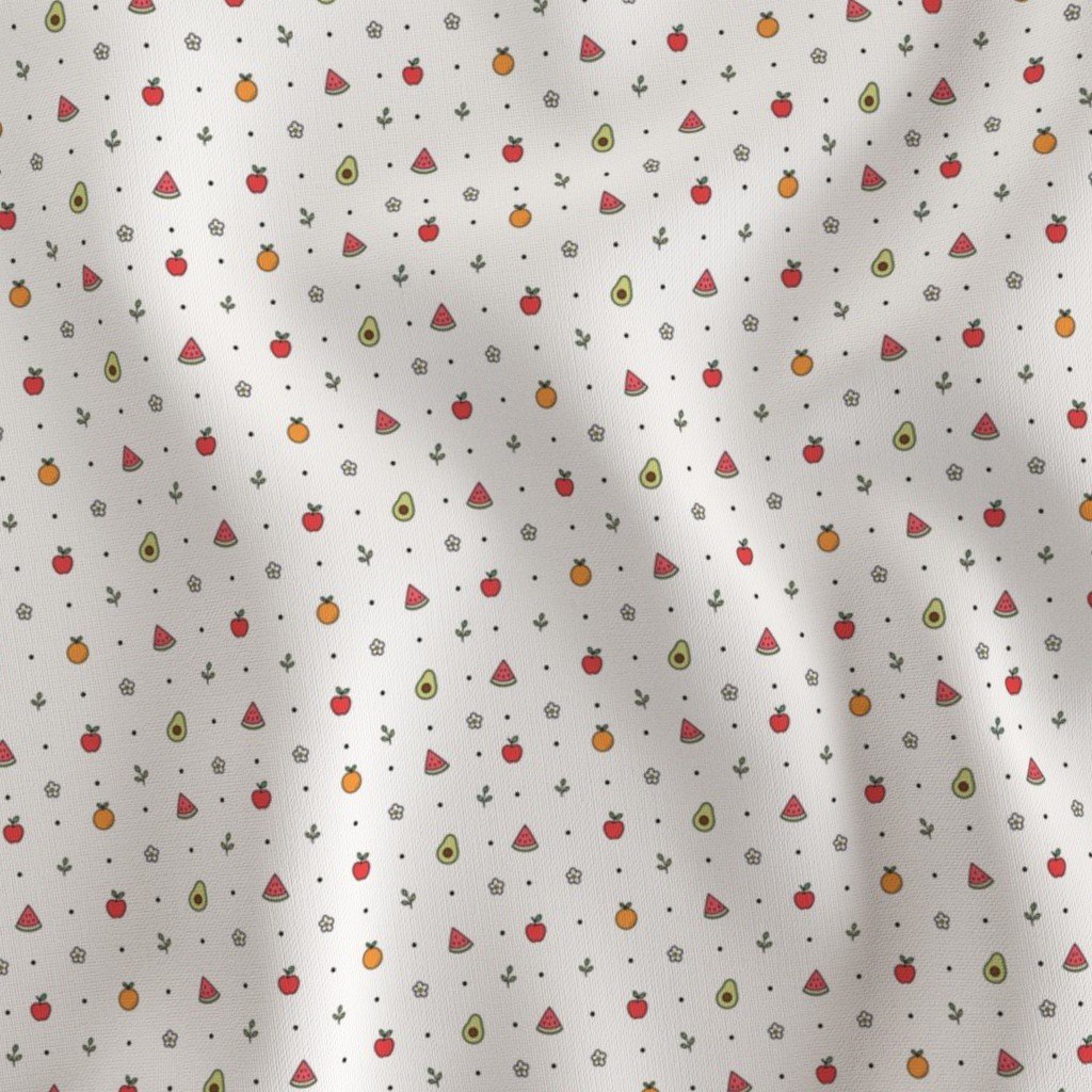Minimal Fruit Doodle Pattern With Apples Oranges Watermelon Avocado F Fabric avocado fabric