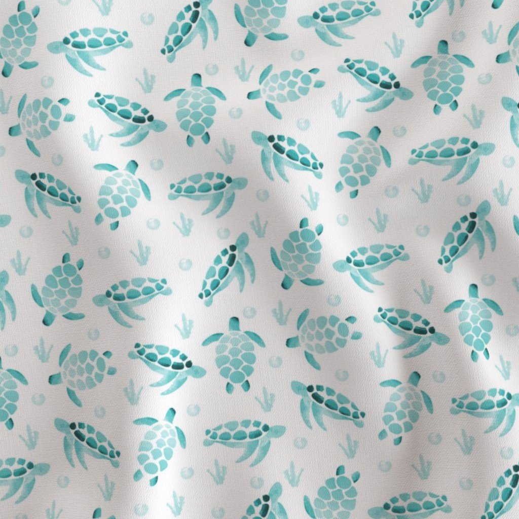 Mini Aqua Ombre Watercolor Sea Turtle Print Fabric beach theme fabric