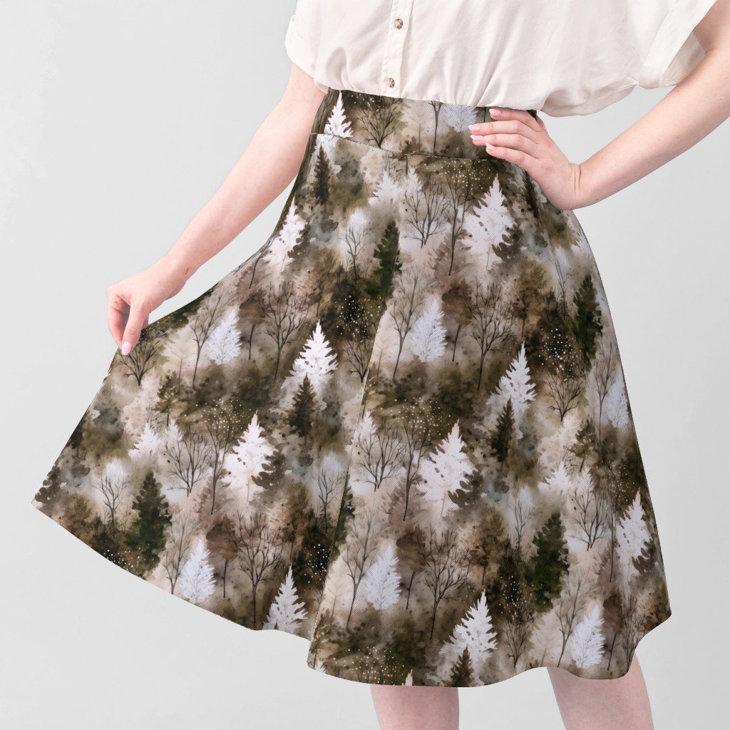 Small Endless Winter Tree Dreamscape Trees in Earthy Misty Forest Fabric botanical fabric