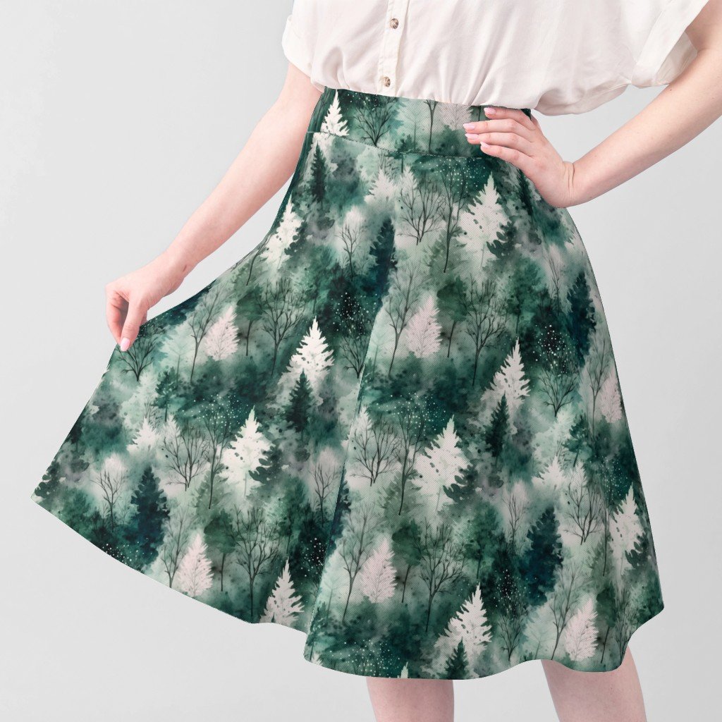 Small Endless Winter Tree Dreamscape Trees in Cool Teal Misty Forest Fabric abstract fabric
