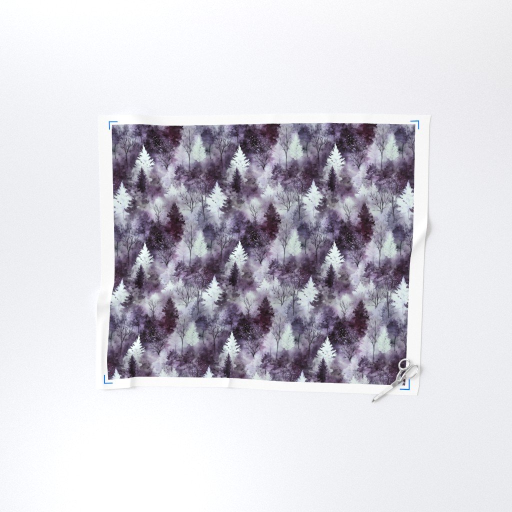 Small Endless Winter Tree Dreamscape Trees in Soft Plum Misty Forest Fabric abstract fabric