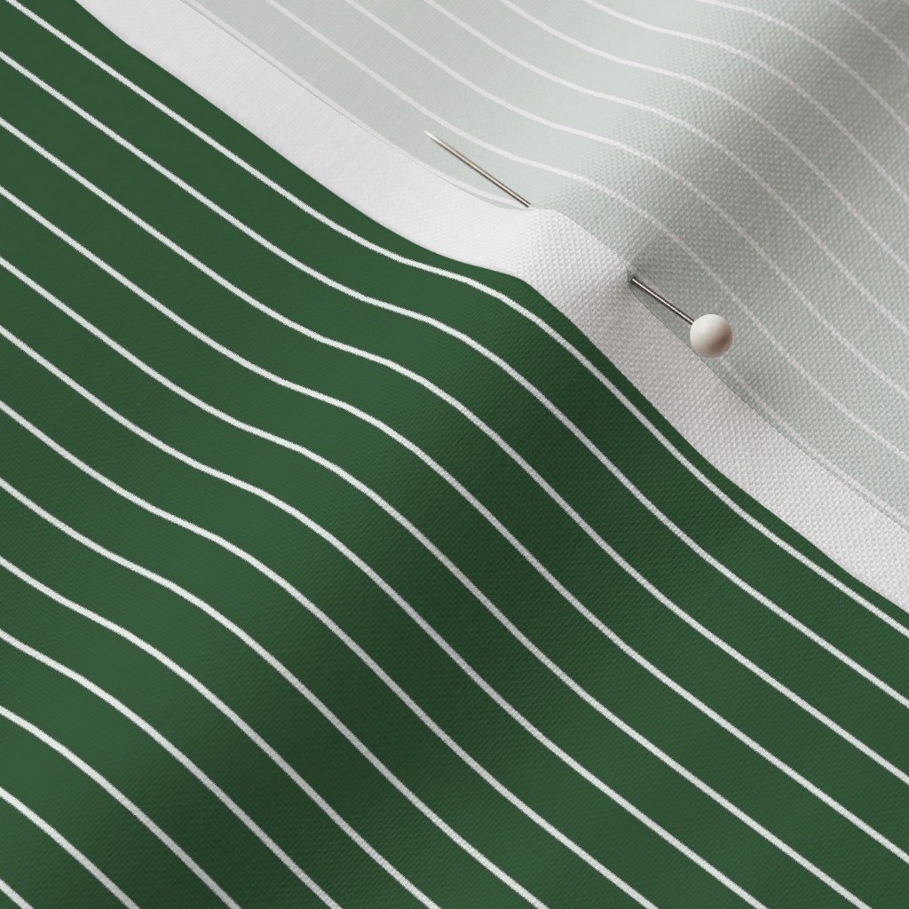 Classic White Pinstripe on Hunter Green Office Stripe Pattern Fabric green and white fabric