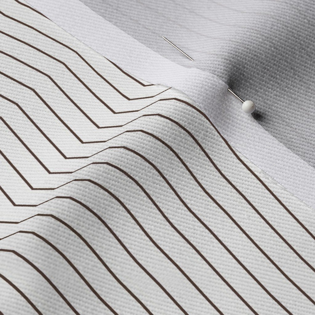 Classic Chocolate Brown Pinstripe on White Office Stripe Pattern Fabric brown and white fabric