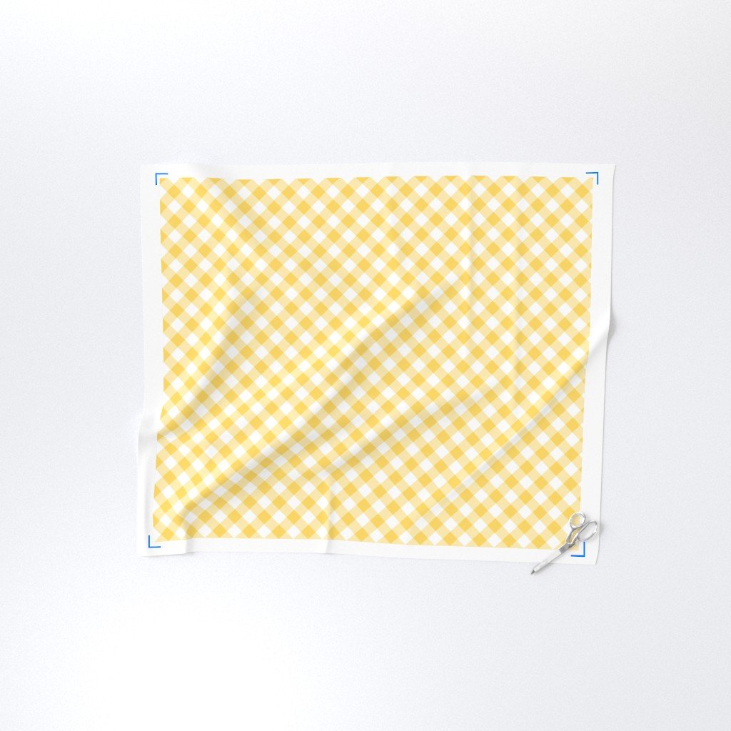 Lemon Yellow Gingham Check Plaid Fabric classic fabric