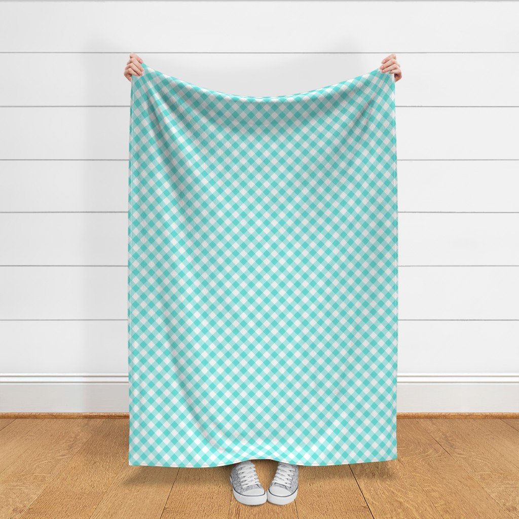 Turquoise Teal Gingham Check Plaid Fabric cottagecore fabric