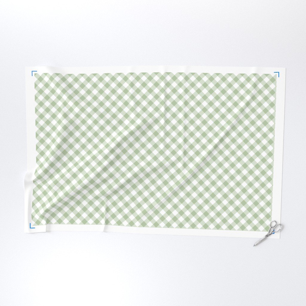 Sage Green Gingham Check Plaid Fabric cottagecore fabric