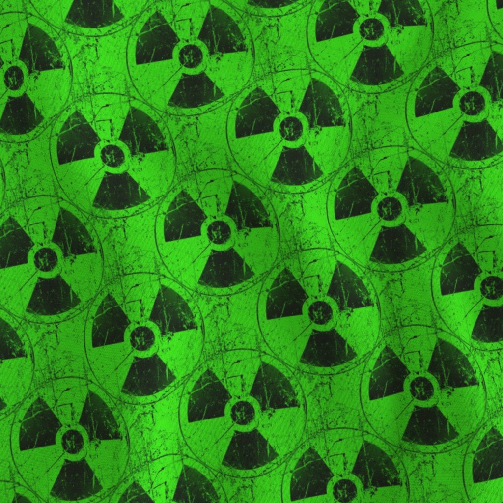 Neon Green and Black Radiation Warning Grunge Pattern Fabric neon green fabric
