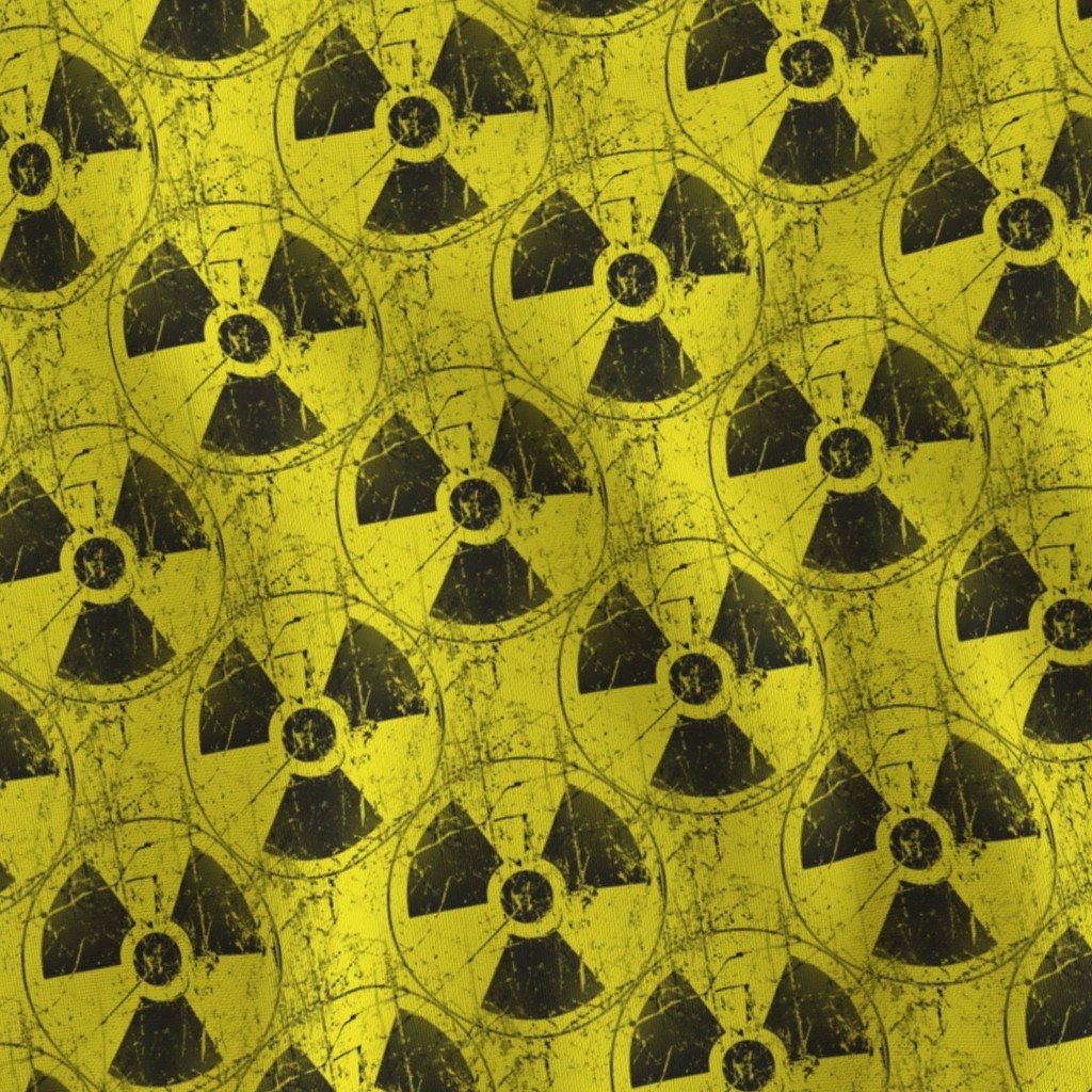 Toxic Yellow and Black Radiation Warning Grunge Pattern Fabric toxic yellow fabric
