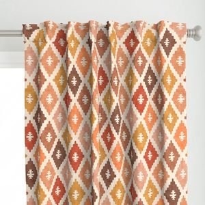 Large Sun Bleached Vintage Diamond Textile Interior Collection Home Decor Collection warm tone curtain design