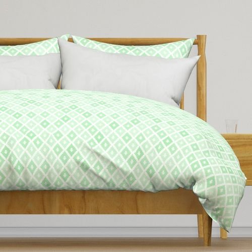 Small Sun Faded Mediterranean Diamond Pattern in Seafoam Mint Green Design Collection Interior Collection pale mint duvet cover design