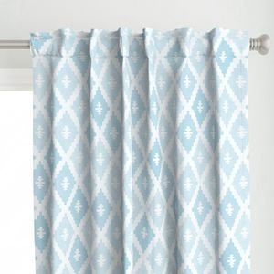 Large Sun Faded Mediterranean Diamond Pattern in Powder Sky Blue Home Styling Collection Home Decor Collection pastel blue curtain design