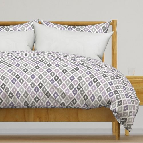 Small Sun Faded Mediterranean Diamond Pattern in Smoky Lavender Slate Decor Collection Home Styling Collection dusty lavender duvet cover design