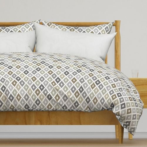 Small Weathered Olive Sage Diamond Pattern in Charcoal and Sand Home Styling Collection Home Decor Collection faded khaki duvet cover design