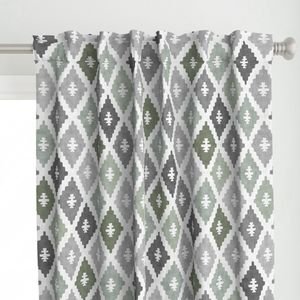 Large Weathered Sage Green Diamond Pattern in Charcoal Gray Interior Collection Decor Collection cool tone curtain design