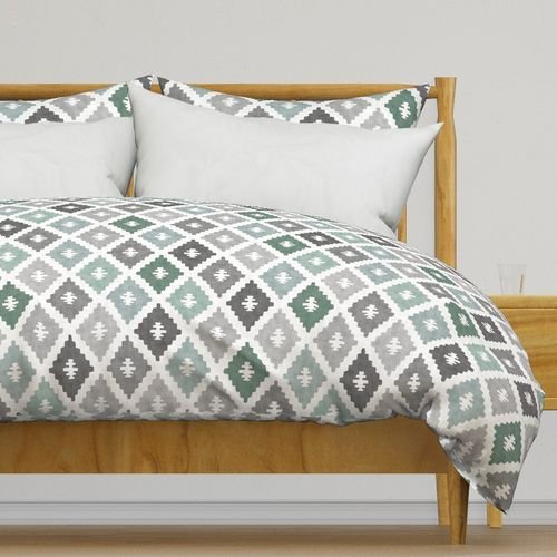 Large Weathered Seafoam Diamond Pattern in Charcoal Gray Decor Collection Home Decor Collection coastal green duvet cover design