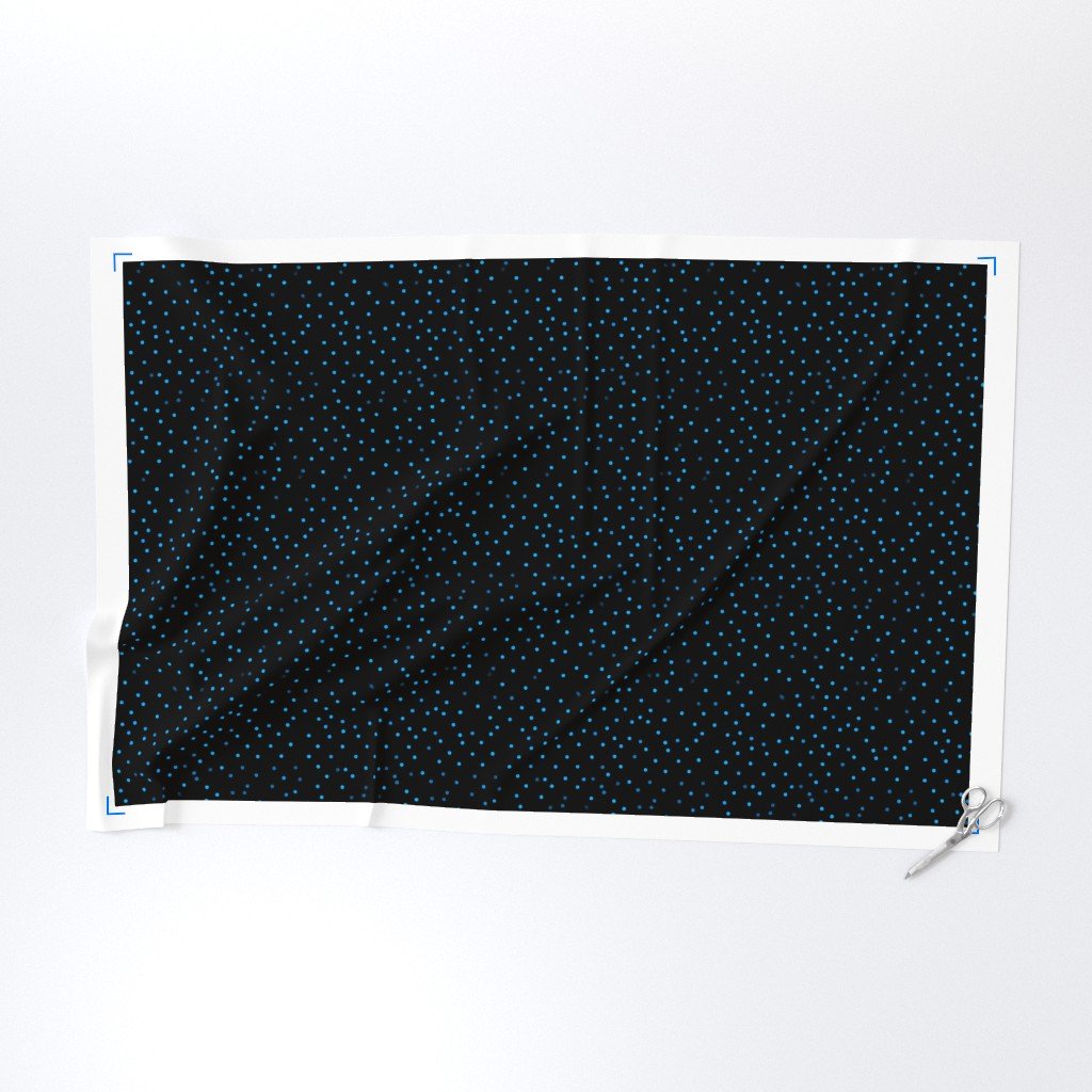 Halloween Will O Wisps Blue Black Seamless Pattern Fabric glowing lights fabric