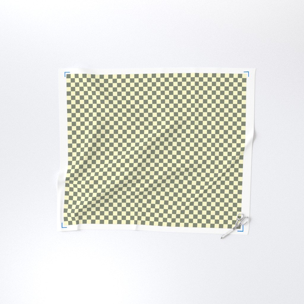 Classic Sage Green and Cream White 1 Inch Check Fabric cream white fabric
