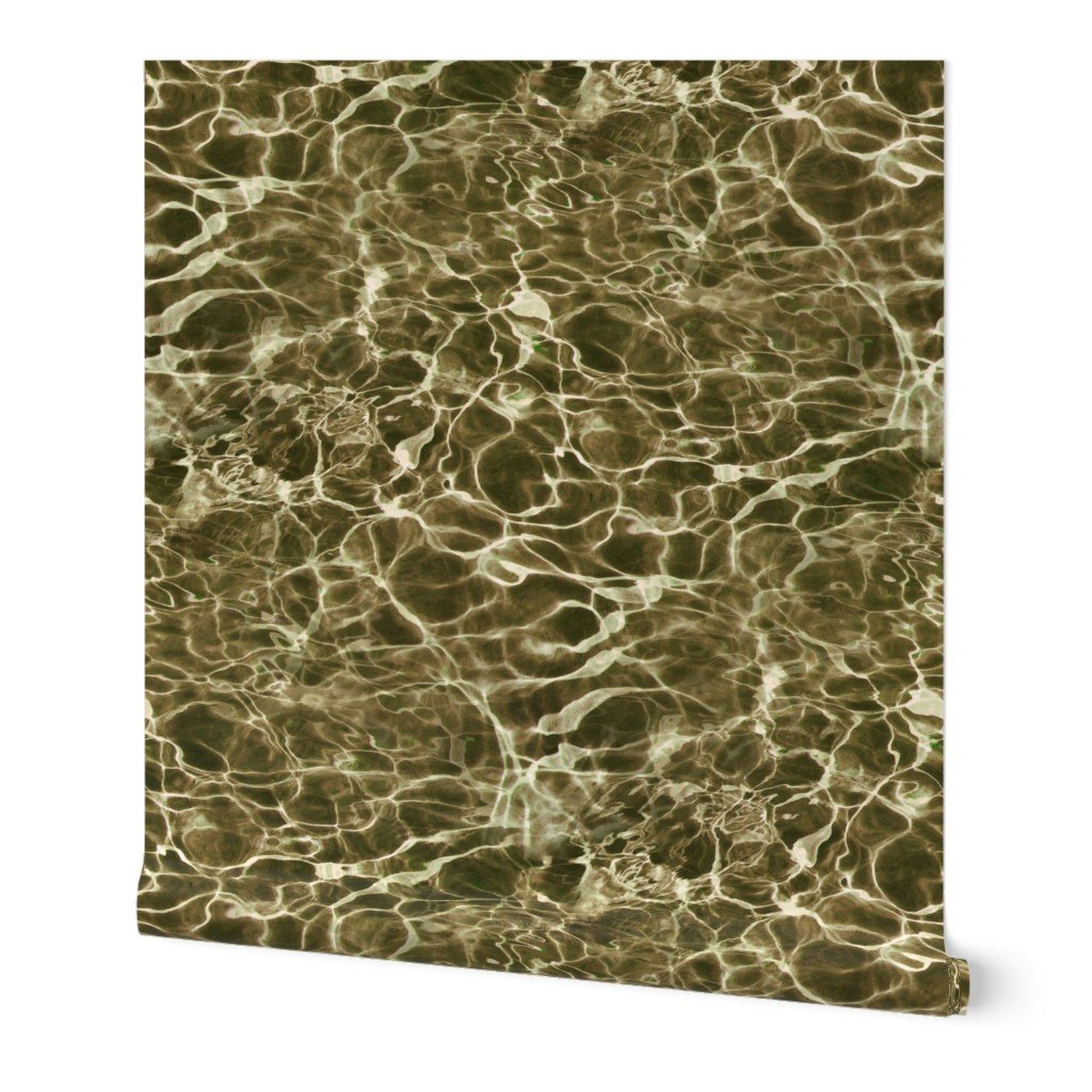 Key Largo Seagrass Water Ripples in Deep Olive Wallpaper design wallpaper