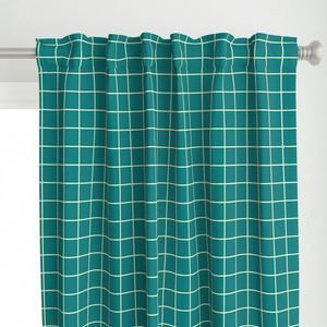 Classic Cream White and Teal 2 Inch Grid Interior Collection Home Styling Collection 2 inch geometric curtain design
