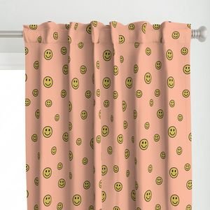 Retro Yellow Smiley Faces on Peach Interior Collection Decor Collection happy faces curtain design