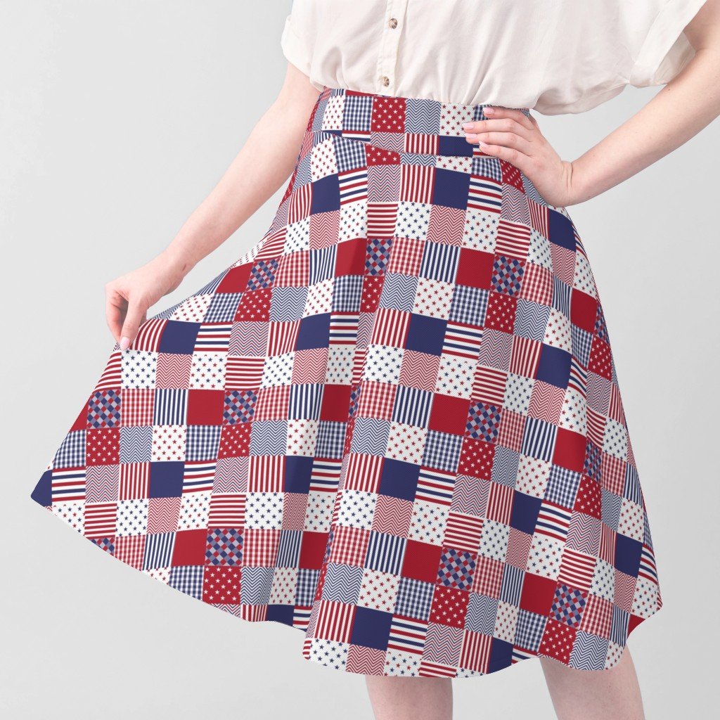 USA Mini Flag Patchwork Quilt Squares Fabric independence day fabric